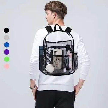 BAJNOKOU Clear Backpack Heavy Duty Pvc Bookbag for School - See Through Transparent Stadium Approved...