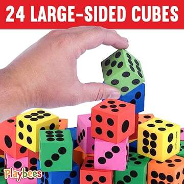Big Foam Dice Set - 24-Pack, Jumbo, and Colorful Dice for Kids - Ideal for Boosting Math Skills, Gre...