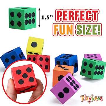 Big Foam Dice Set - 24-Pack, Jumbo, and Colorful Dice for Kids - Ideal for Boosting Math Skills, Great Gifts, and Party Fun