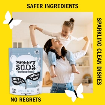 Molly's Suds Dishwasher Pods Eco-Friendly & Residue-Free 60 Tabs