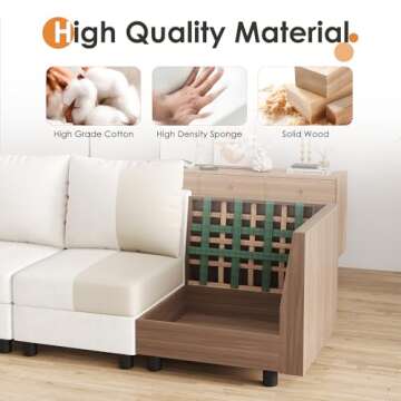 YOUDENOVA 106'' Modular Sectional Sofa, 7 Seats Couch Set with Storage, U Shaped Sofa Couch with USB Charging Port, Modern Comfy Chenille Couch for Living Room, Beige