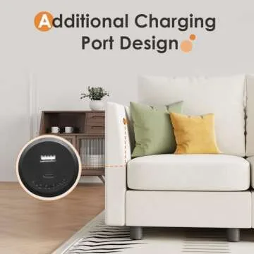 YOUDENOVA 106'' Modular Sectional Sofa, 7 Seats Couch Set with Storage, U Shaped Sofa Couch with USB Charging Port, Modern Comfy Chenille Couch for Living Room, Beige