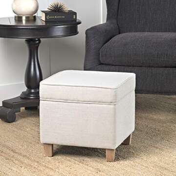 Homepop Home Decor | K7342-F2067 | Classic Square Storage Ottoman with Lift Off Lid | Ottoman with S...