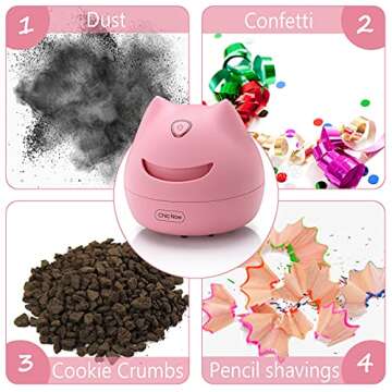 Chic Now Desktop Vacuum Cleaner,USB Charging Mini Desk Vacuum with Vacuum Cleaning Brush，Portable ...