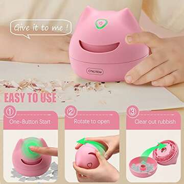 Chic Now Desktop Vacuum Cleaner,USB Charging Mini Desk Vacuum with Vacuum Cleaning Brush，Portable Mini Table Vacuum Cleaner, Best for Cleaning Crumbs, Eraser Residue Etc