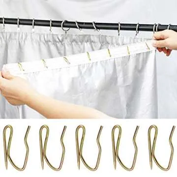 58 Pcs Metal Curtain Hooks, Nydotd Rustproof Metal Hooks Heavy-Duty Offset Pin-On Drapery Hooks for Window Curtain, Door Curtain and Shower Curtain (Vintage Bronze, 1 inch)