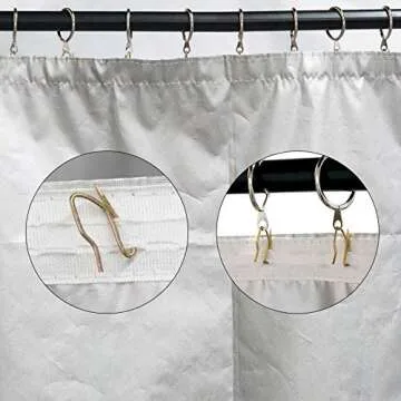 58 Pcs Metal Curtain Hooks, Nydotd Rustproof Metal Hooks Heavy-Duty Offset Pin-On Drapery Hooks for Window Curtain, Door Curtain and Shower Curtain (Vintage Bronze, 1 inch)