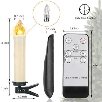 10 PCS LED Window Flameless Taper Candle, Battery Operated Christmas Tree Candle Lights with Remote Timer, Flickering Tree Candles Ideal for Christmas Garden Wedding Birthday Party Decoration