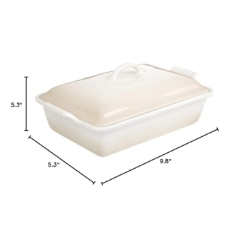 Le Creuset Stoneware Heritage Casserole, 4qt, Meringue