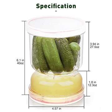 AI.xibu Pickle Jar with Strainer Flip,40oz Pickle Flip Jar With Double Leak Proof,Food Storage Conta...
