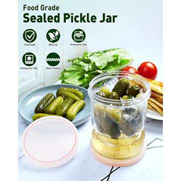 AI.xibu Pickle Jar with Strainer Flip,40oz Pickle Flip Jar With Double Leak Proof,Food Storage Container of Pickles(2PCS)