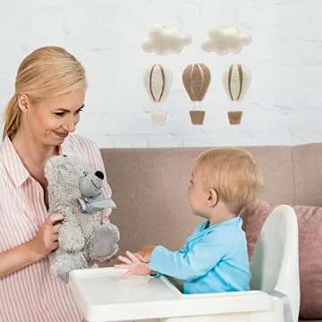 GLACIART ONE Hot Air Balloon & Cloud Decoration | Hanging Wall Decor, Bedroom Wall Banners, Room Accessories or Ceiling Mobile | Use for Garland or Crib | Great Gift Idea