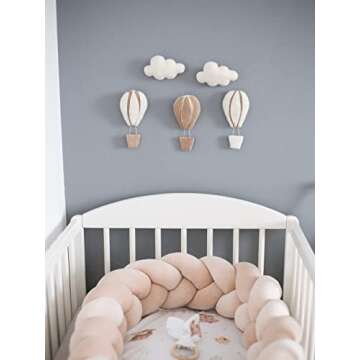 GLACIART ONE Hot Air Balloon & Cloud Decoration | Hanging Wall Decor, Bedroom Wall Banners, Room Accessories or Ceiling Mobile | Use for Garland or Crib | Great Gift Idea