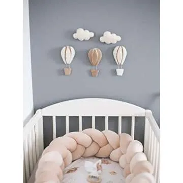 GLACIART ONE Hot Air Balloon & Cloud Decoration | Hanging Wall Decor, Bedroom Wall Banners, Room Accessories or Ceiling Mobile | Use for Garland or Crib | Great Gift Idea