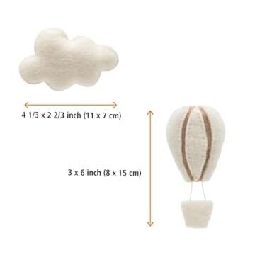 GLACIART ONE Hot Air Balloon & Cloud Decoration | Hanging Wall Decor, Bedroom Wall Banners, Room Accessories or Ceiling Mobile | Use for Garland or Crib | Great Gift Idea