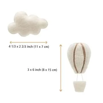 GLACIART ONE Hot Air Balloon & Cloud Decoration | Hanging Wall Decor, Bedroom Wall Banners, Room Accessories or Ceiling Mobile | Use for Garland or Crib | Great Gift Idea