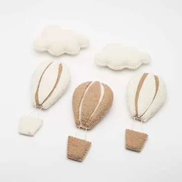 GLACIART ONE Hot Air Balloon & Cloud Decoration | Hanging Wall Decor, Bedroom Wall Banners, Room Accessories or Ceiling Mobile | Use for Garland or Crib | Great Gift Idea