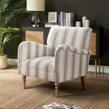 HULALA HOME Modern Accent Chair with Arms and Wooden Legs, Comfy Upholstered Armchair for Living Roo...