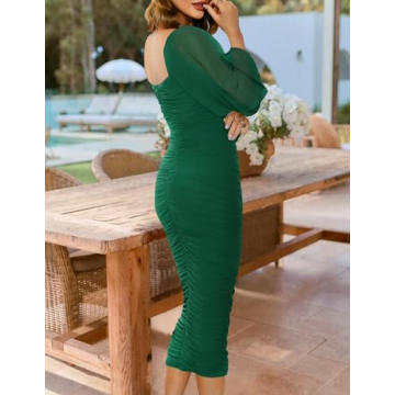 ZESICA Sexy Ruched Bodycon Midi Dress for Every Occasion