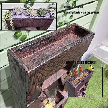 SERBILHOME 40.94’Tall Water Fountain Outdoor Clearance with Lights Pump,4 Tier Waterfall Fountain ...