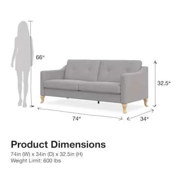 Mr. Kate Tess Sofa with Soft Pocket Coil Cushions, Small Space Living Room Furniture, Light Gray Linen