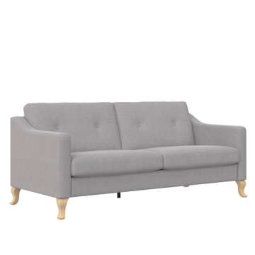 Mr. Kate Tess Sofa with Soft Pocket Coil Cushions, Small Space Living Room Furniture, Light Gray Linen