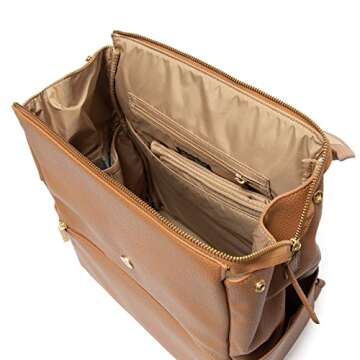 Freshly Picked Classic Diaper Bag Backpack, Wipeable Vegan Leather Diaper Bag With Changing Pad, Convertible (Butterscotch)