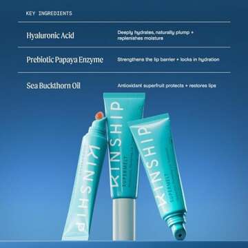 Kinship Supermelt Lip Smoothing Jelly Mask - Moisturizing Daily Lip Treatment + Hyaluronic Acid - Hydrating + Exfoliating Lip Gloss - Soft + Plump - Quick Melting Balm - Soothe Dry Lips (.3 oz)
