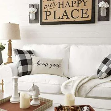 Meekio Farmhouse Pillow Covers with Guest Quote 12x20