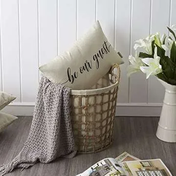 Meekio Farmhouse Pillow Covers with Guest Quote 12x20