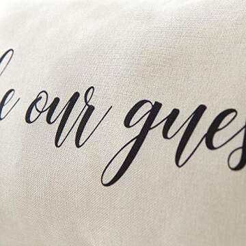 Meekio Farmhouse Pillow Covers with Be Our Guest Quote 12" x 20" Farmhouse Rustic Décor Lumbar Pillow Covers with Saying Guest Room Décor