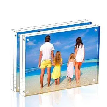 Meetu Acrylic Picture Frame 6x8 Tabletop Photo Frame Magnetic Double Sided Frame Free Standing Deskt...