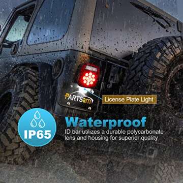 Partsam 2x Red/White 39 LED Stop Turn Tail Stud Lights Replacement for Jeep CJ YJ JK Truck Trailer B...