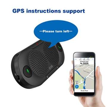 Besign BK06 Bluetooth 5.0 in Car Speakerphone with Visor Clip, Wireless Car Kit for Handsfree Talking, Motion Auto On, Siri Google Assistant Support, Dual 2W Speakers, Black