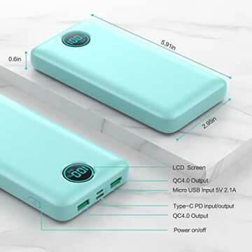 Portable Charger Power Bank 30,800mAh LCD Display Power Bank,25W PD Fast Charging +QC 4.0 Quick Phone Charging Power Bank Tri-Outputs Battery Pack Compatible with iPhone,Android etc(Green)