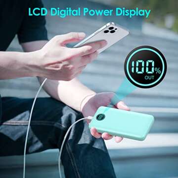 Portable Charger Power Bank 30,800mAh LCD Display Power Bank,25W PD Fast Charging +QC 4.0 Quick Phone Charging Power Bank Tri-Outputs Battery Pack Compatible with iPhone,Android etc(Green)
