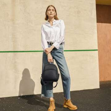 Telena Small Backpack Purse for Women Cute Mini Leather Travel Shoulder Bags Black