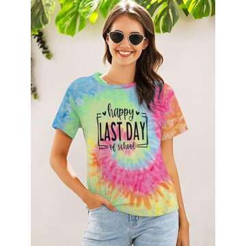 MNLYBABY Happy Last Day of School Shirt Women Teachers Shirt School Graduation Tee Appreciation Gift...