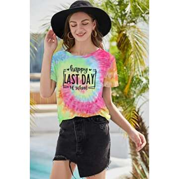 MNLYBABY Happy Last Day of School Shirt Women Teachers Shirt School Graduation Tee Appreciation Gift Teacher Life Top Blue