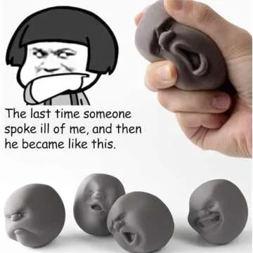 Funny Human Face Emotion Balls,Fidget Toys Stress Relief Squeeze Ball Stress Toys for Kids and Adults,Sensory Toys for Autism (Black, Sulkiness)