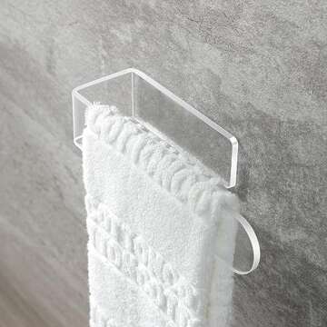 Taozun Hand Towel Holder/Clear Hand Towel Rack - Acrylic Plastics Towel Ring Self Adhesive Towel Bar...
