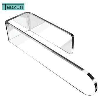 Taozun Hand Towel Holder/Clear Hand Towel Rack - Acrylic Plastics Towel Ring Self Adhesive Towel Bar for Bathroom or Kitchen Wall (8 inch, Transparent)