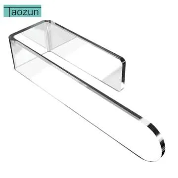 Taozun Hand Towel Holder/Clear Hand Towel Rack - Acrylic Plastics Towel Ring Self Adhesive Towel Bar for Bathroom or Kitchen Wall (8 inch, Transparent)