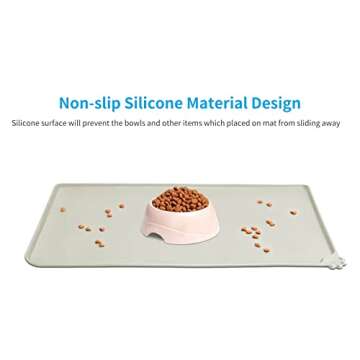 AUDWUD Silicone Waterproof Dog Cat Pet Feeding Mats,Anti-Slip Pet Bowl Mats,Pet Feeding Mat