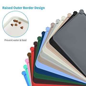 AUDWUD Silicone Waterproof Dog Cat Pet Feeding Mats,Anti-Slip Pet Bowl Mats,Pet Feeding Mat