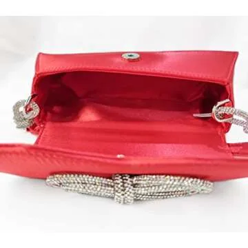 Double Bow Rhinestone Evening Handbag for Women - Elegant Tote