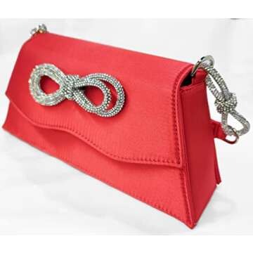 Double Bow Rhinestone Evening Handbag for Women - Elegant Tote