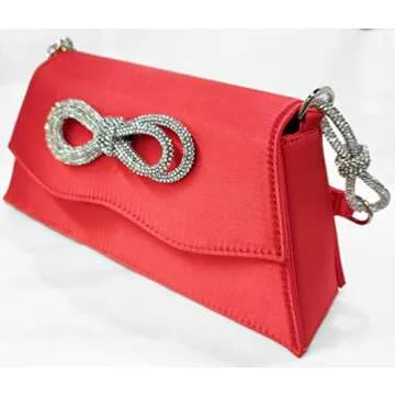 Double Bow Rhinestone Evening Handbag for Women - Elegant Tote