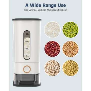 Lenwi 26.5 Lbs Rice Dispenser, Large Rice Container with Scale Measuring Cup, BPA-Free Household Rice Storage Container with Time Scale, for Home Kitchen Pantry Organization