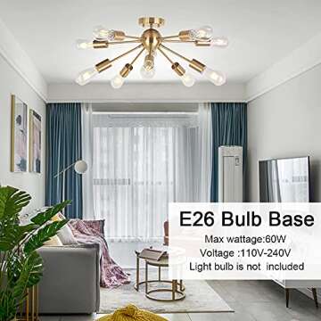 BONLICHT 10 Lights Modern Brass Chandelier Lighting